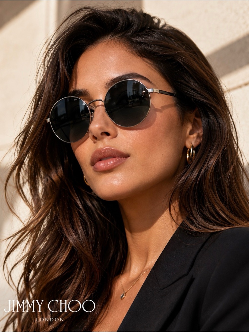 Jimmy Choo Lilo Round Metal Sunglasses in Silver - Picture 2 of 12